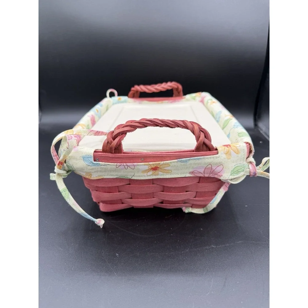 🧺💗 Longaberger 2008 Small Serving Basket – Pink w/ Liner & Storage Solutions💗